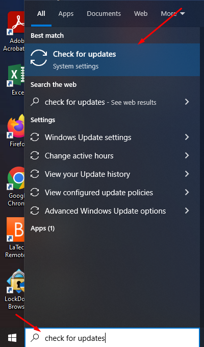 Check for updates on Windows 10