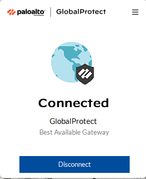 GlobalProtect connected screen. 