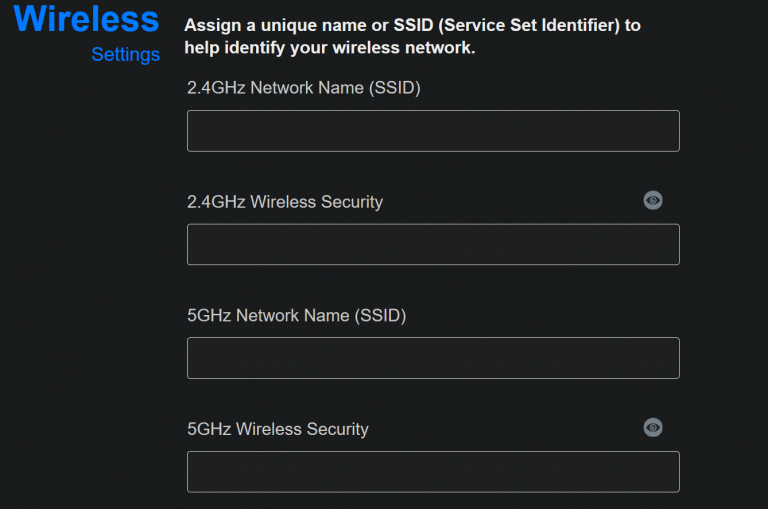 Example network settings