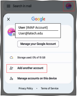 Gmail add another account button
