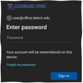 Enter password screen