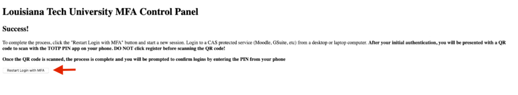 Select Restart Login with MFA button