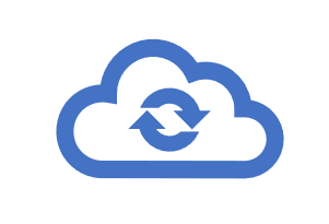 Blue cloud with a cycle symbol inside