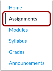 The assignments link in the Canvas Course Navigation menu