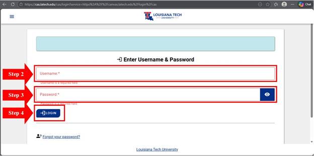 The LATech CAS Login Screen.